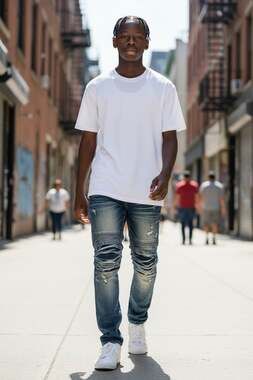 Bleecker & Mercer Distressed Moto Biker Jeans 40x34